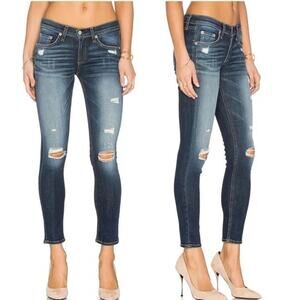 Rag‎ & Bone Jean Women's "Capri" Jeans in "DK Shredded" Wash distressed 25